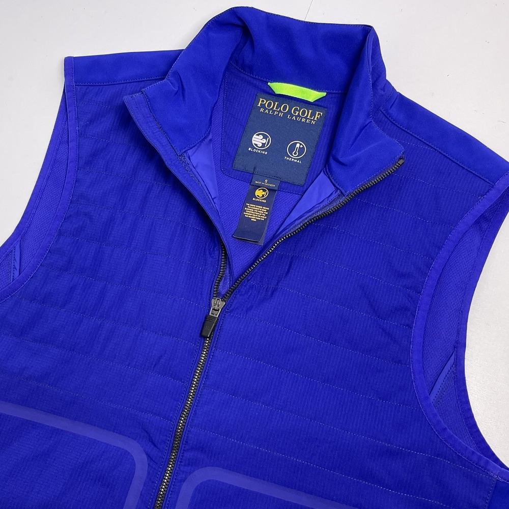 Polo Ralph Lauren Golf Men's Small Blue Hybrid Vest‎ Thermal Wind Blocking Zip
